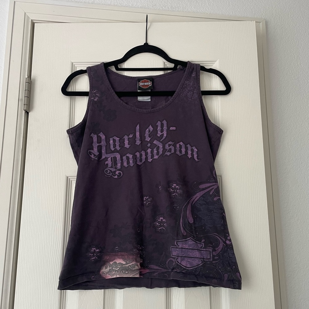Purple floral Harley Davidson Tank Top